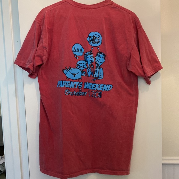 RED TRI DELTA THETA SORORITY T SHIRT WITH BABY BLUE LETTERS. PARENTS WEEKEND! - Picture 4 of 5